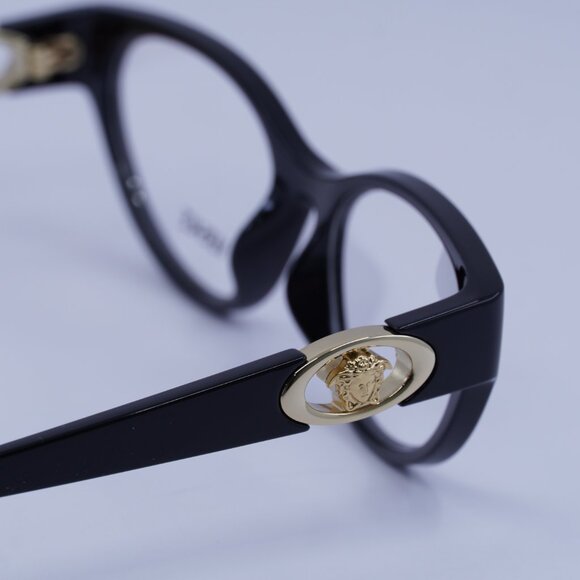 Versace VE3372U GB1 Eyeglasses Shiny Black 54mm Cat Eye Frame